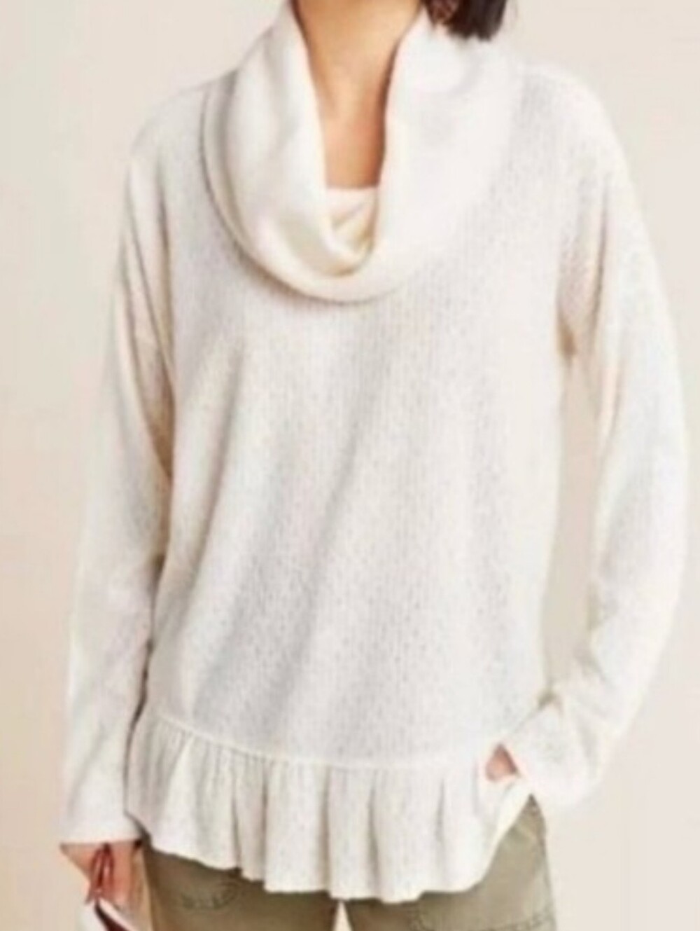 Oversized Anthropologie Maeve Addie Ruffle Hacci lightweight sweater Medium